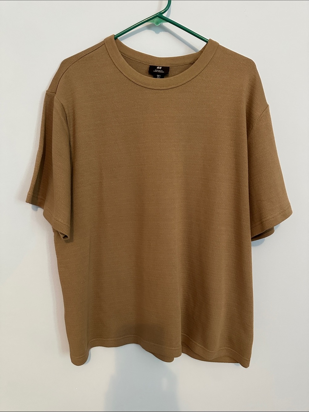 H&M Men's Short Sleeve Waffle Crewneck T-Shirt — Tan Brown